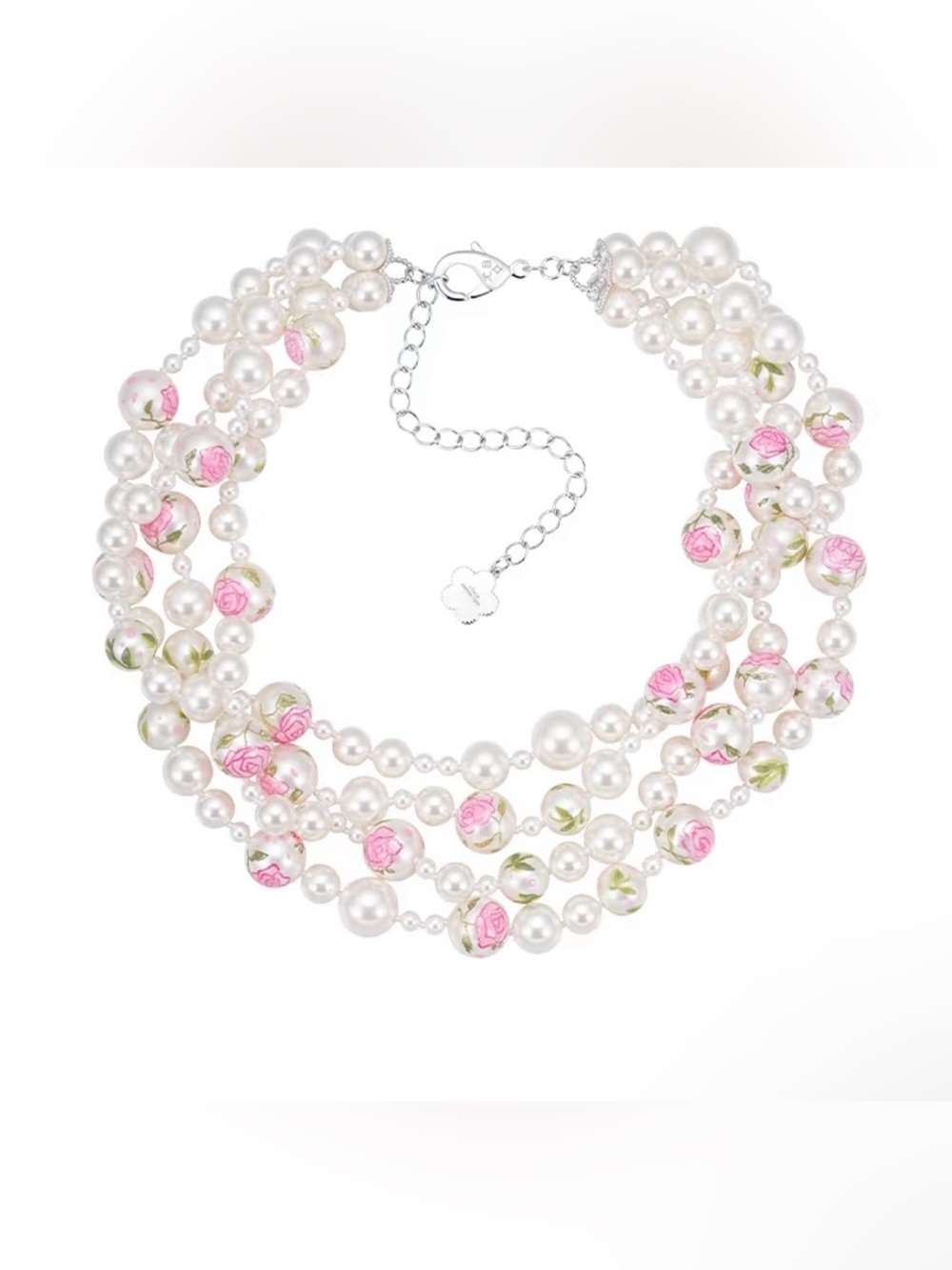 YVMIN x SHUSHU/TONG Hand-Painted Floral Multi-Strand Faux Pearl Necklace